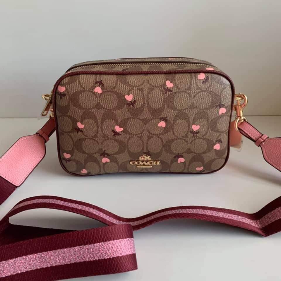Jes crossbody in signature canvas with heart floral print new arrivals
