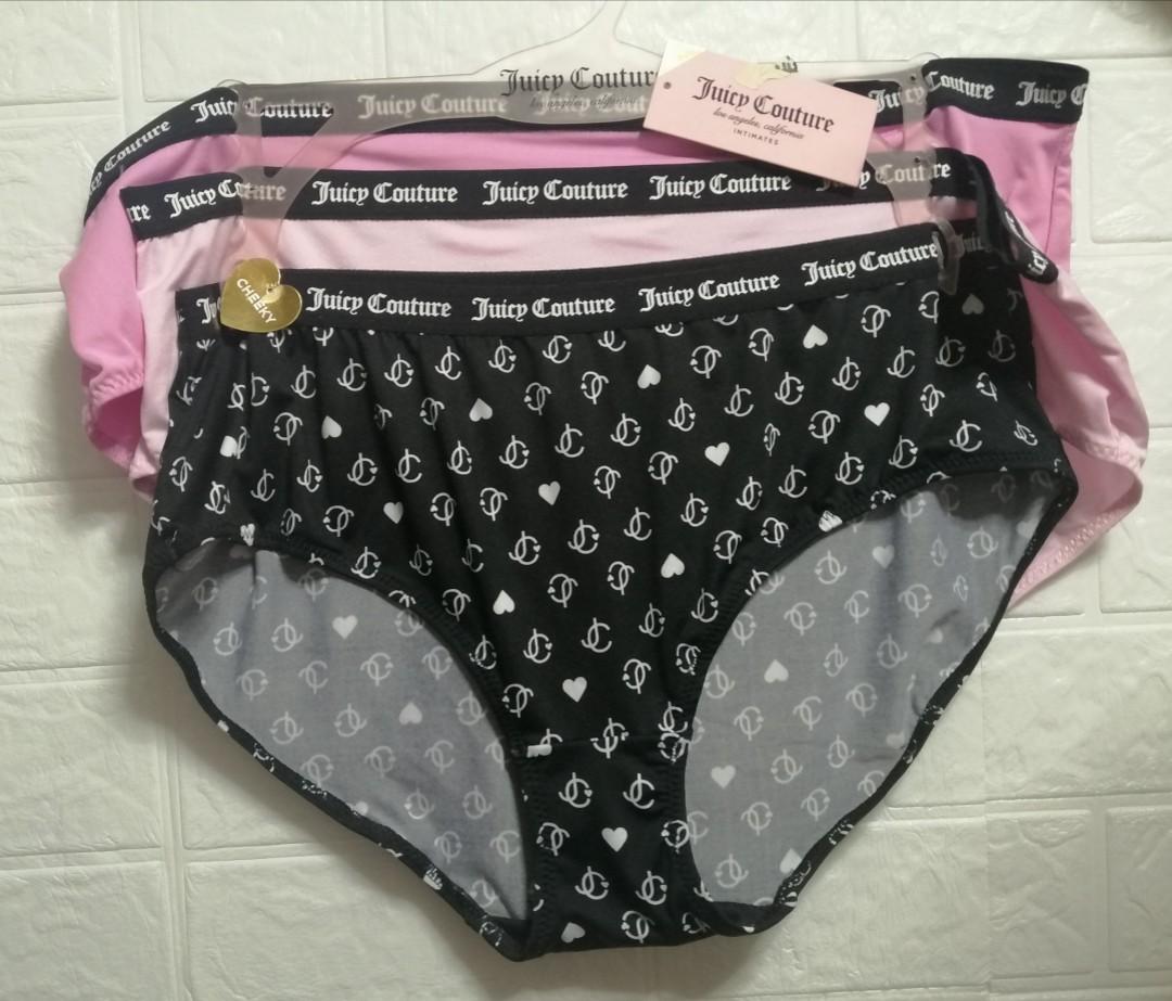 Juicy Couture Thong no panty lines 3 pk black white and pink size Large