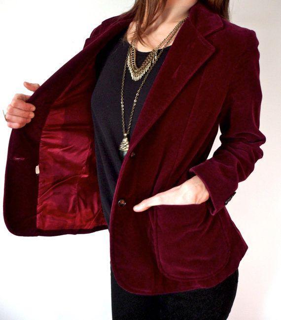Burgundy velvet jacket womens discount