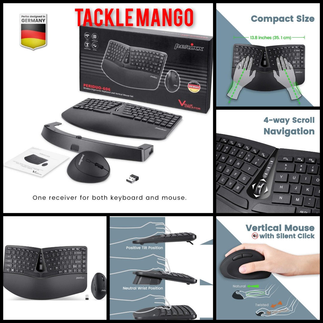 Perixx Periduo 606 Wireless Mini Ergonomic Keyboard With Portable Vertical Mouse Adjustable Palm Rest Stand Membrane Low Profile Keys Computers Tech Parts Accessories Computer Keyboard On Carousell