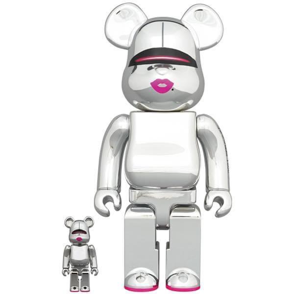 BE@RBRICK 2G WHITE CHROME400%+100% 400 & 100 Bearbrick set 