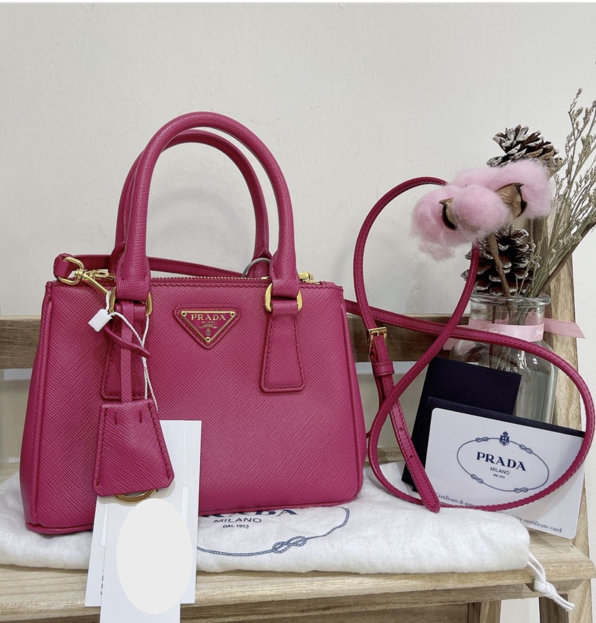 Pre order Prada Mini Saffiano Lux in Fuschia Pink