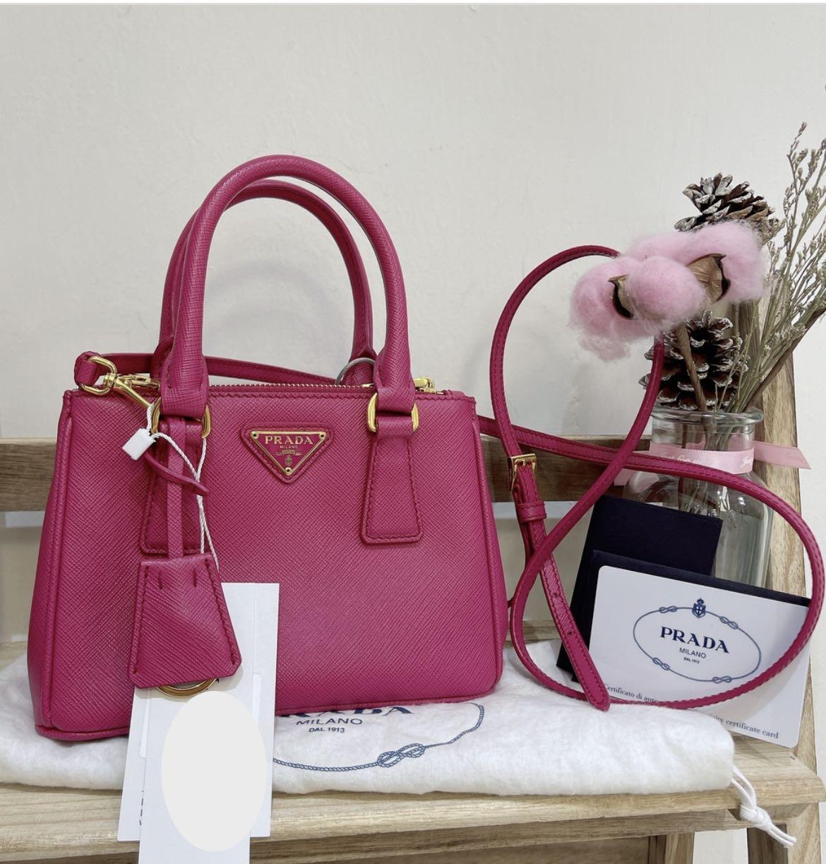 Prada Mini Saffiano Lux Handle Bag - Pink Mini Bags, Handbags