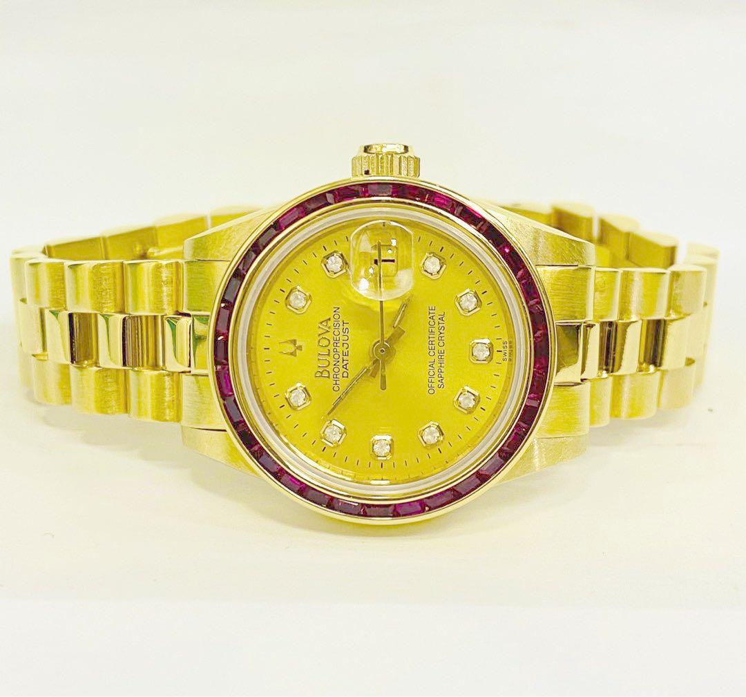 Rare Bulova With Ruby bezal lady s automatic watch W0656 Luxury