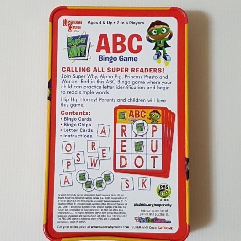 Super Why ABC Bingo Game, Board Game, Hobbies & Toys, Toys & Games on