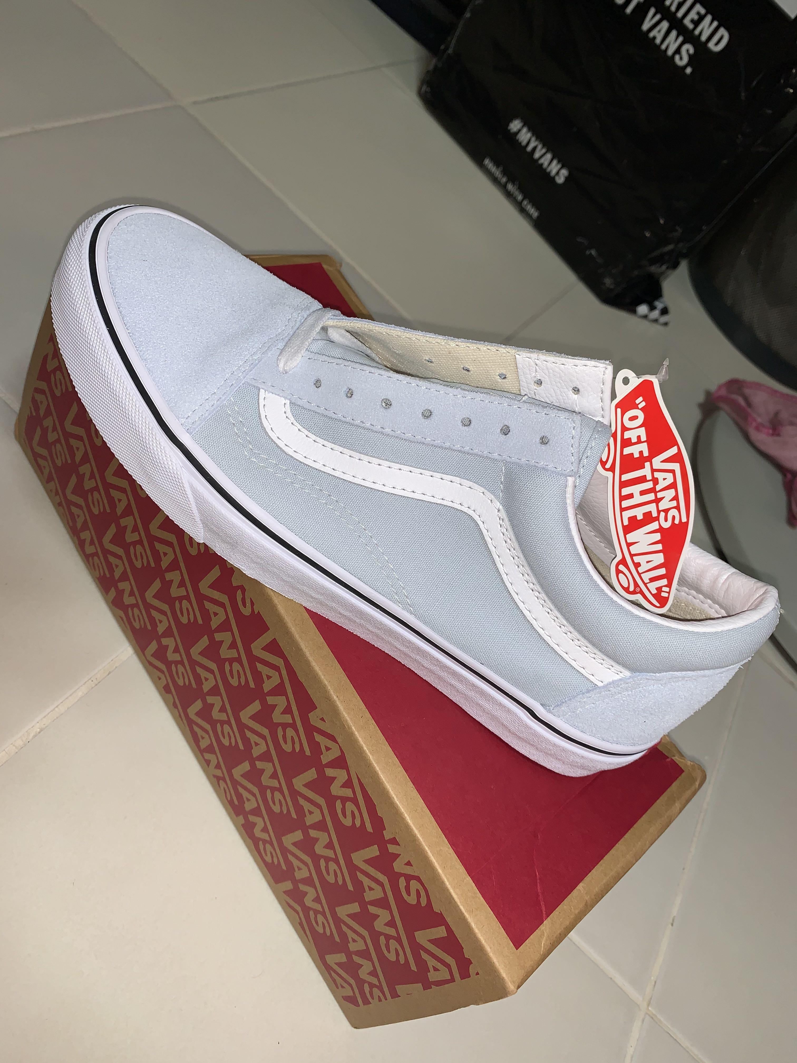 BNIB Vans Old Baby Blue/Ballad Blue Size EU 41/US 8.5 100% authentic, Men's Fashion, Footwear, Shoes on Carousell