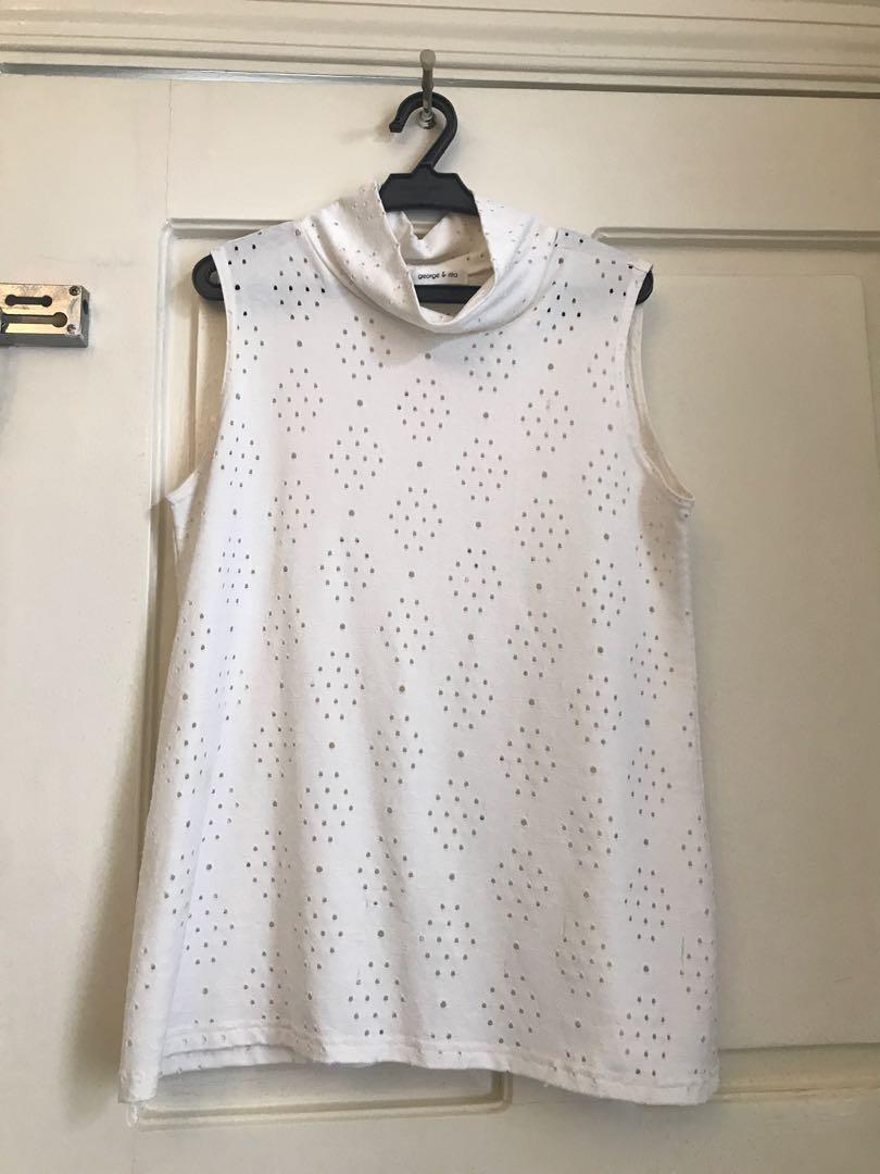 White eyelet sleeveless top Clearance