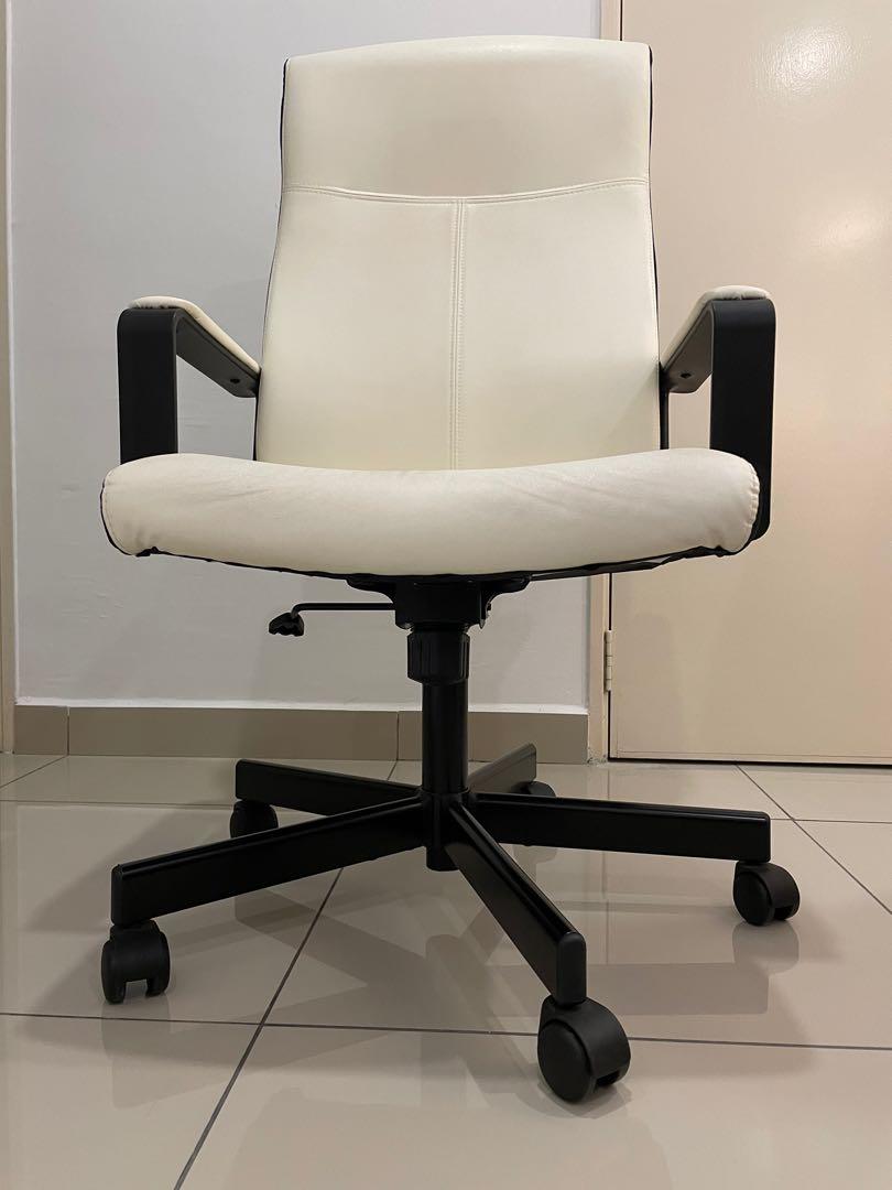 Ikea white leather desk chair sales