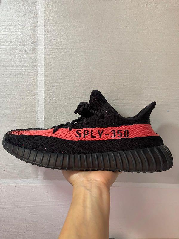 Yeezy Red Stripe Core/Black/Red US10.5, Men's Fashion, Footwear ...