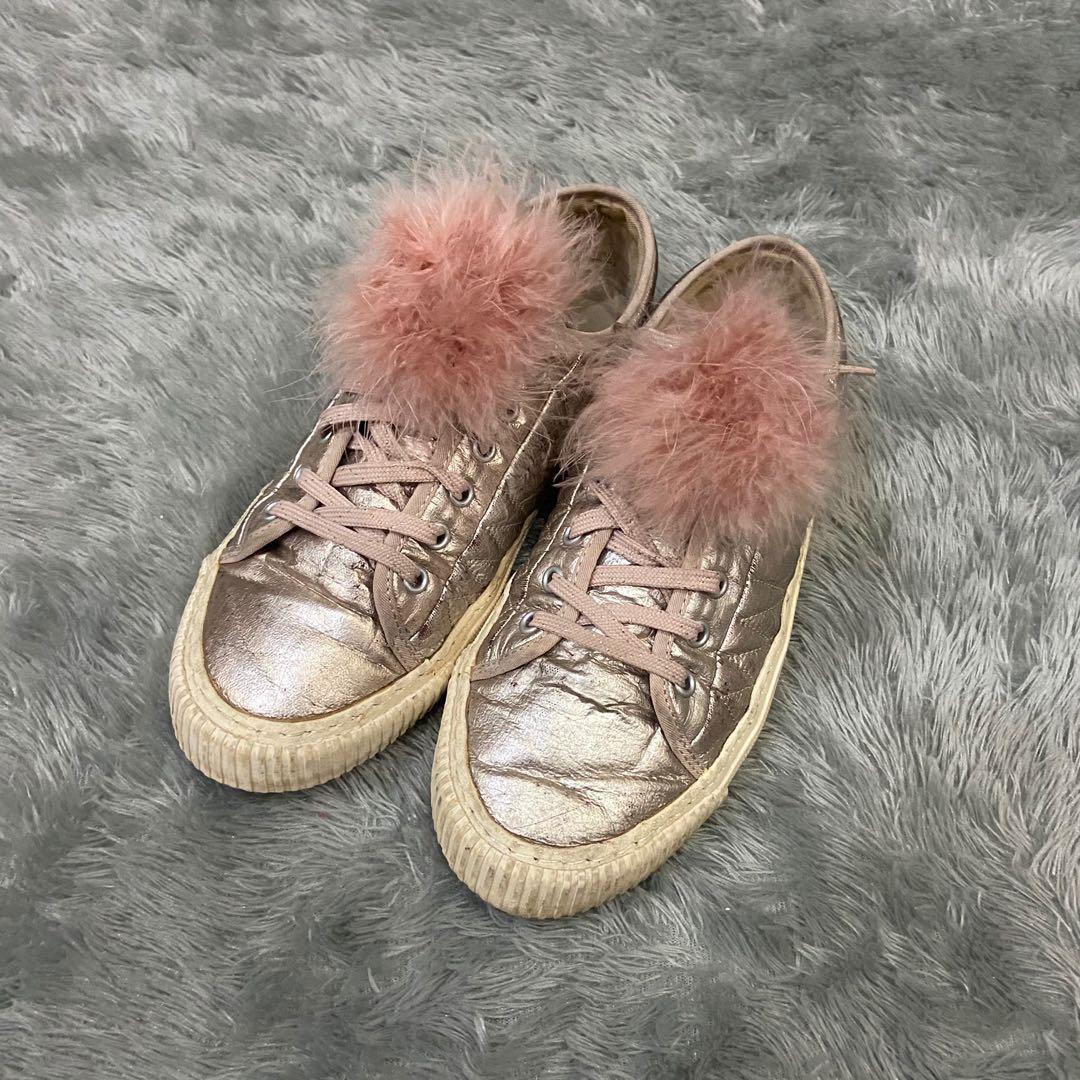 zara fur sneakers
