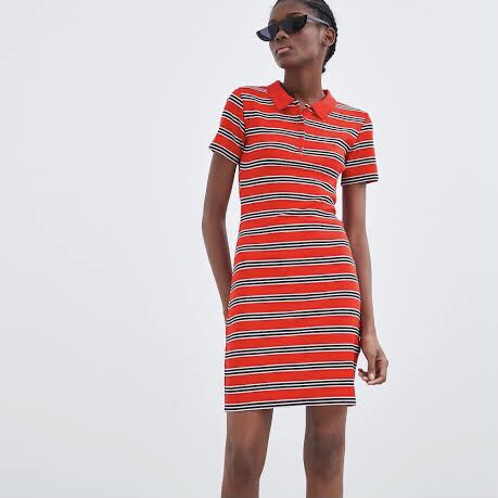 Zara red 2024 striped dress