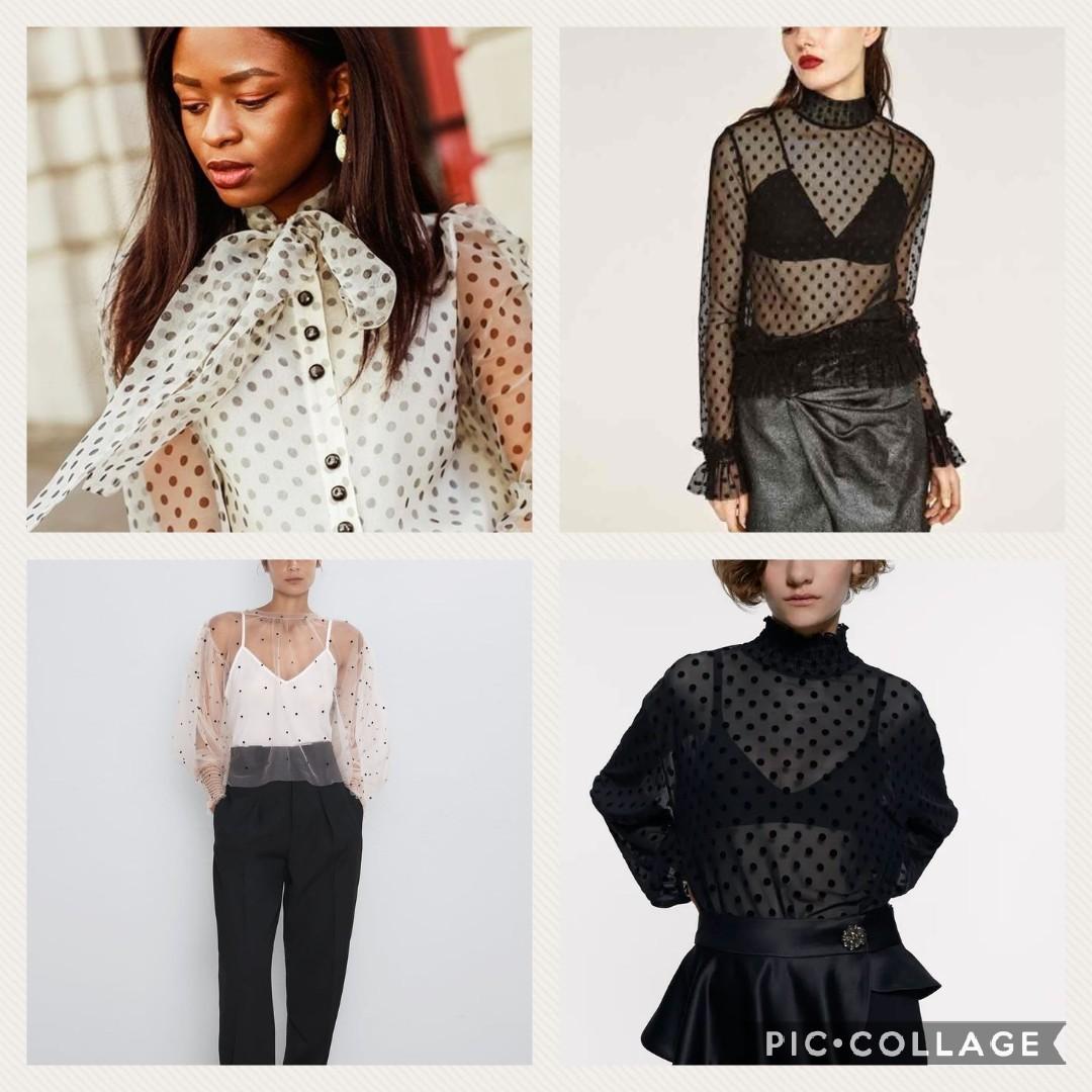 Zara sheer polka dot top clearance