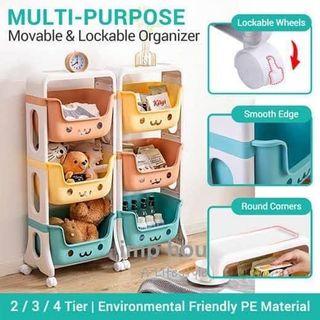 3 Layer Cute Colored Toy Storage Rack Trolley