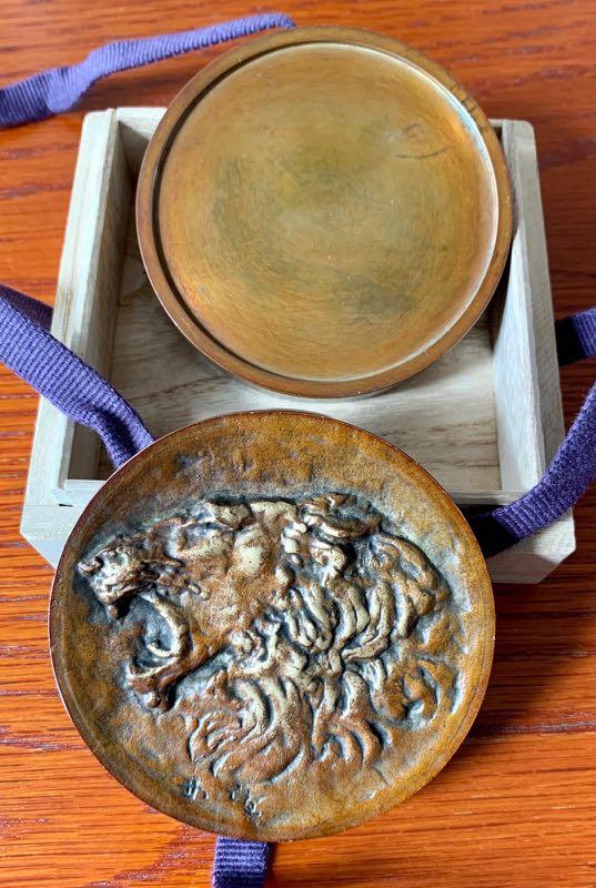 日本著名雕塑家北村西望獅子吼銅製印泥盒, 興趣及遊戲, 收藏品及紀念品