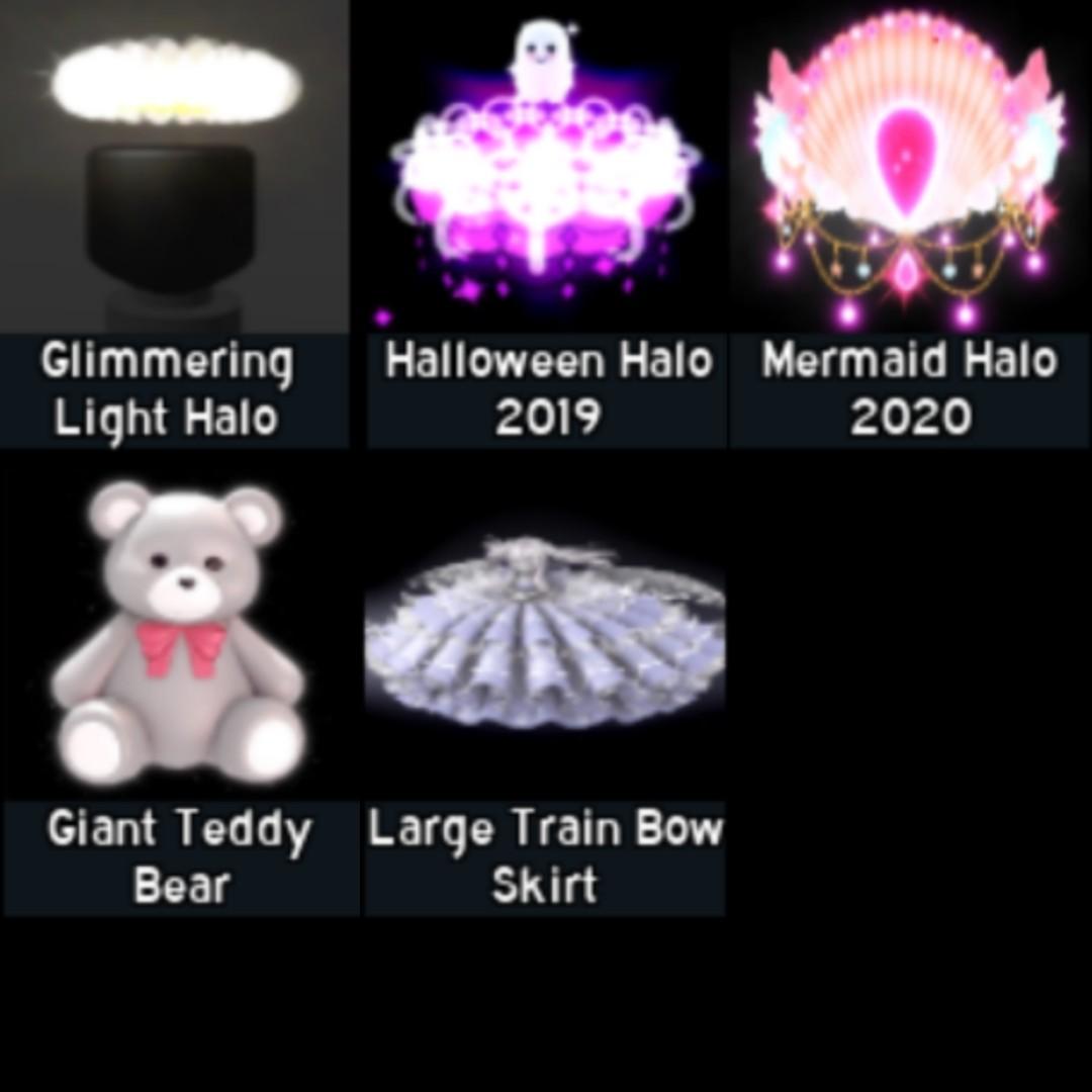 Cheap Fpfs Roblox Royale High Halo Original Og Giant Teddy Bear Large Train Bow Skirt Ltbs Video Gaming Gaming Accessories In Game Products On Carousell - roblox royale high large train bow skirt