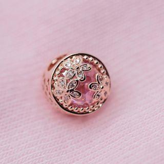 💯 PANDORA sparkling pink daisy charm rosegold