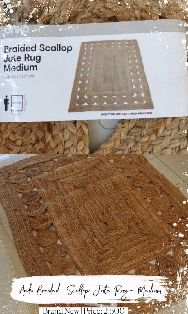 Anko Braidee Scallop Jute Rug, Furniture & Home Living, Home Decor