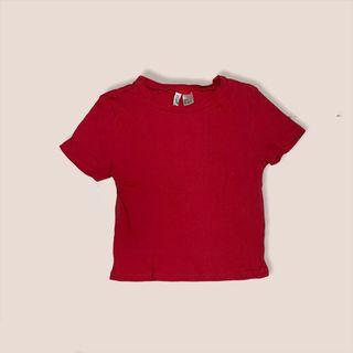 Basic Red Ribbed Crop Top