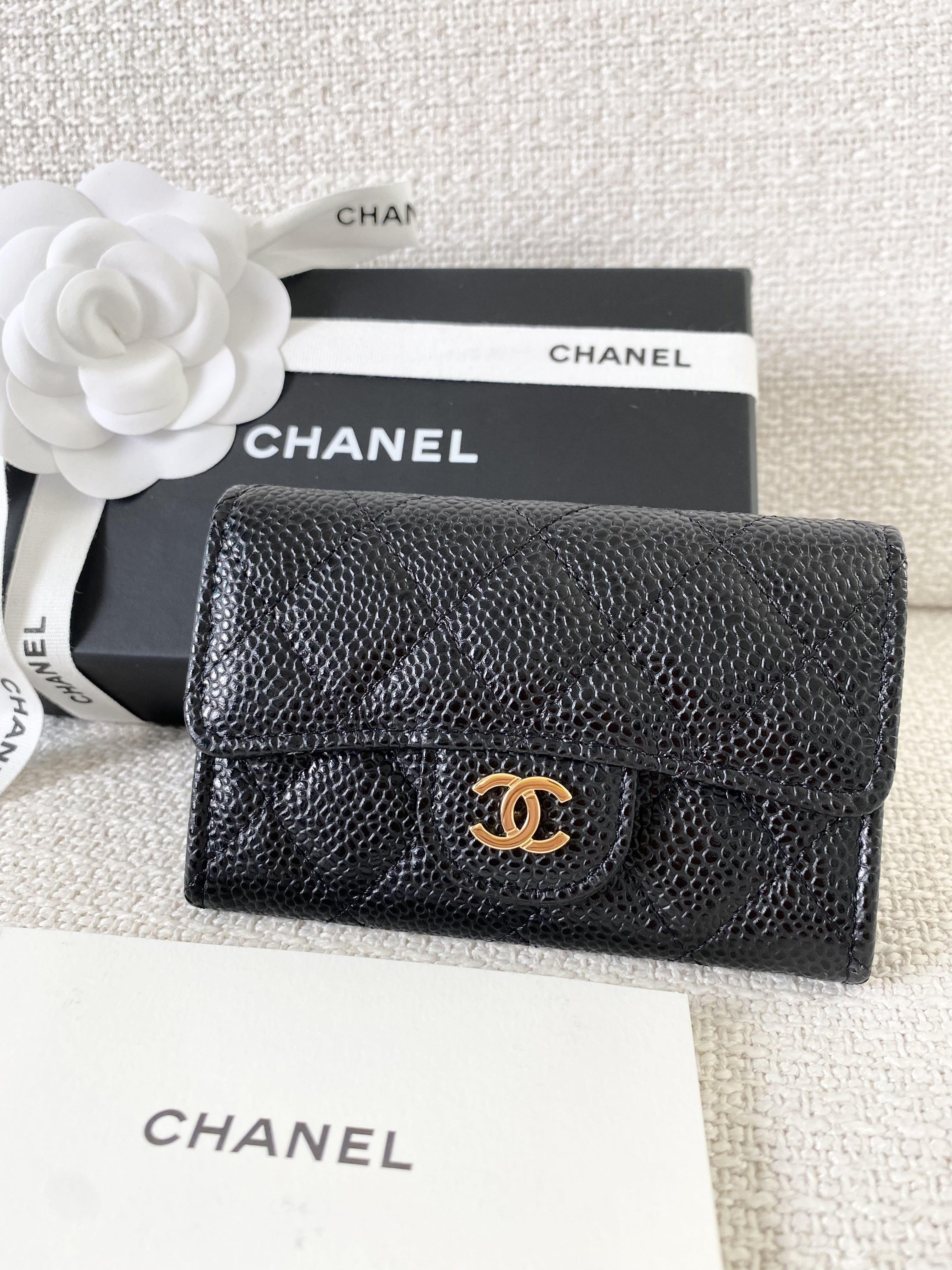 CHANEL Black Classic Flap Caviar Leather Cardholder Wallet 100%  AUTHENTIC+BRAND NEW! #AP0214, Luxury, Accessories on Carousell