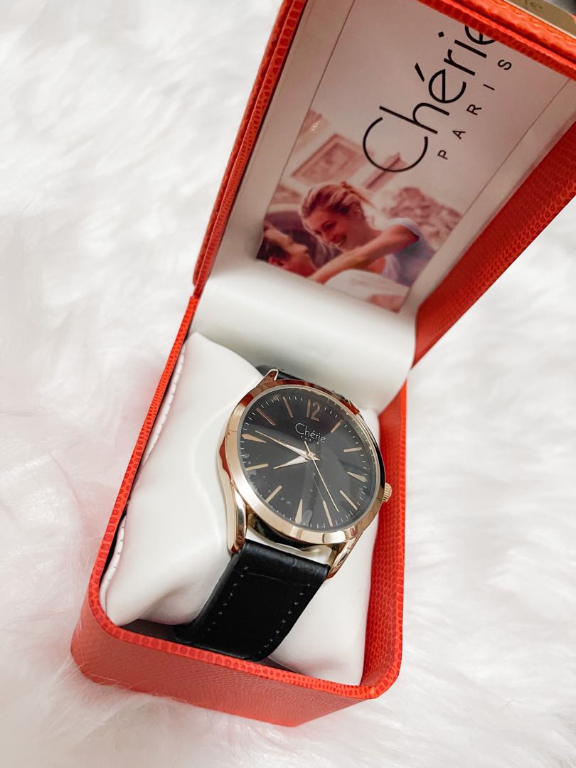 Cherie Paris Watch Black Leather