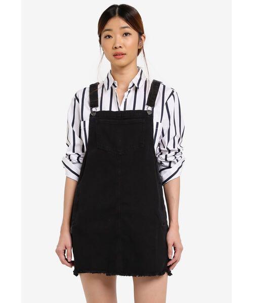 White denim pinafore hotsell dress