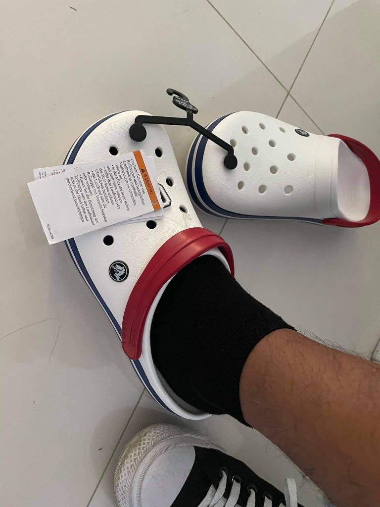 crocs white blue