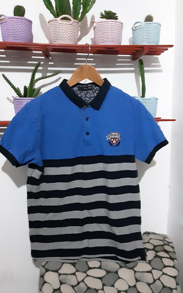 DSQUARED Polo Shirt - Solid blue and 