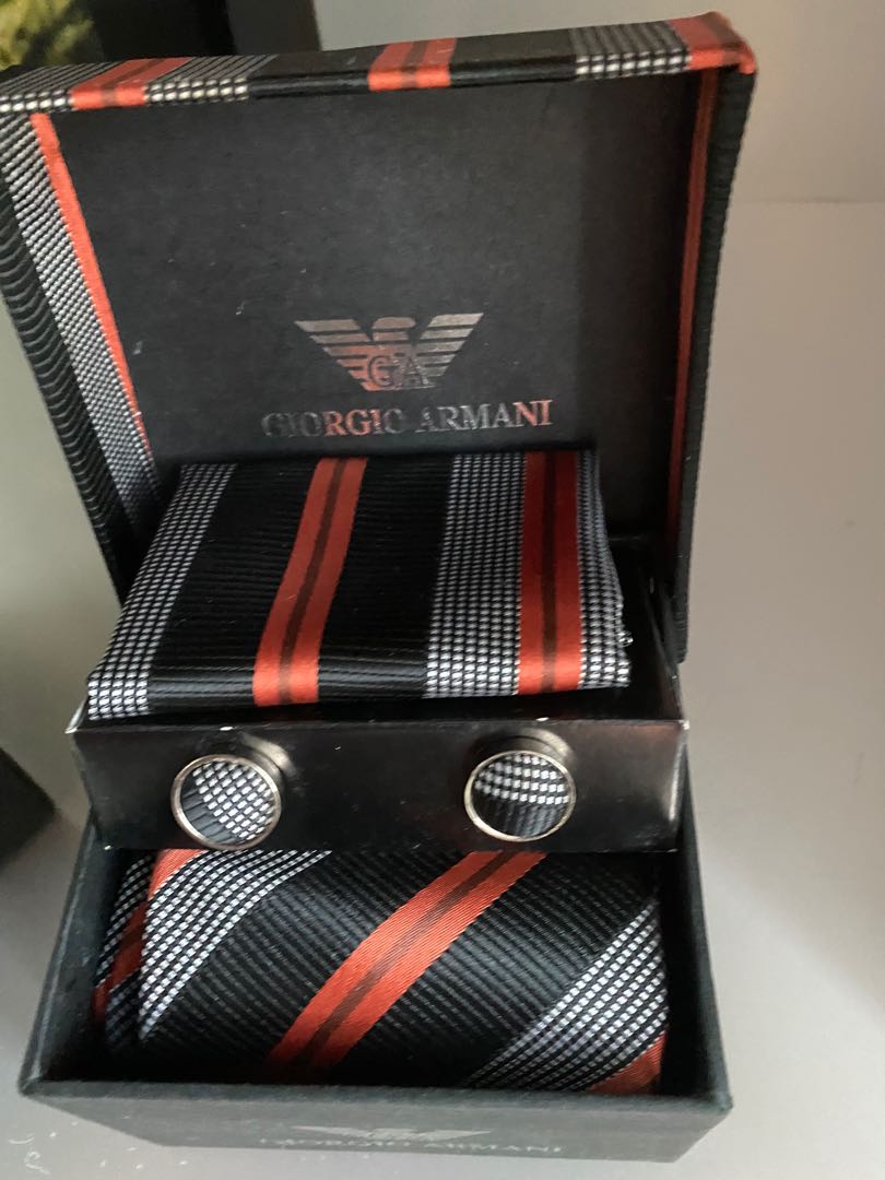 Giorgio armani tie on sale and cufflink set