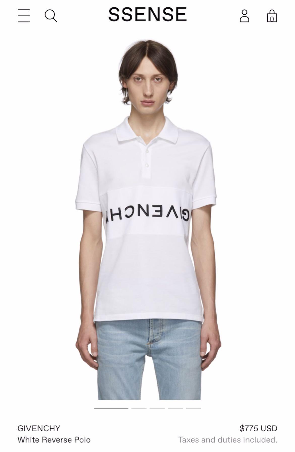 Givenchy White Reverse Polo T shirt Size S Men s Fashion Tops