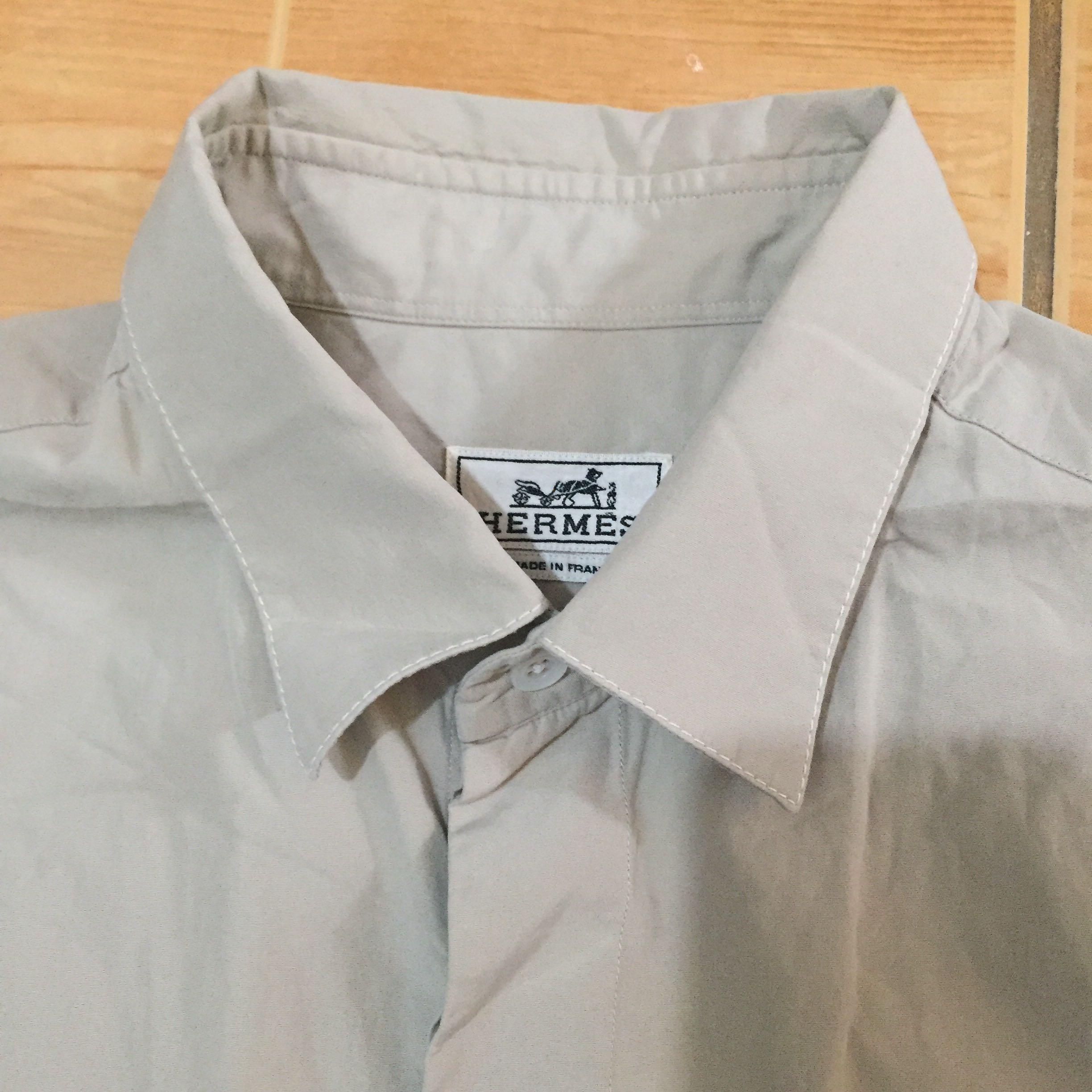 Hermes vintage shirt (Category: Luxury Apparel) located in Quezon City. Submitted by mcenon35 (Listing ID 1091168505, Image 3). Description: Vintage buttondown shirt will fit medium shoulder 18” armpit 21.5” lenght 28” with side slit color beige very good condition pa po.