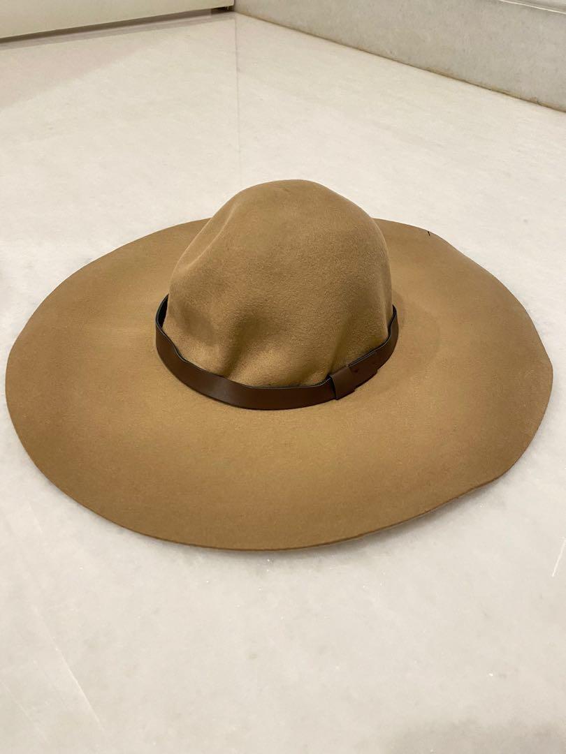 H\u0026M brown suede hat, Fesyen Wanita 