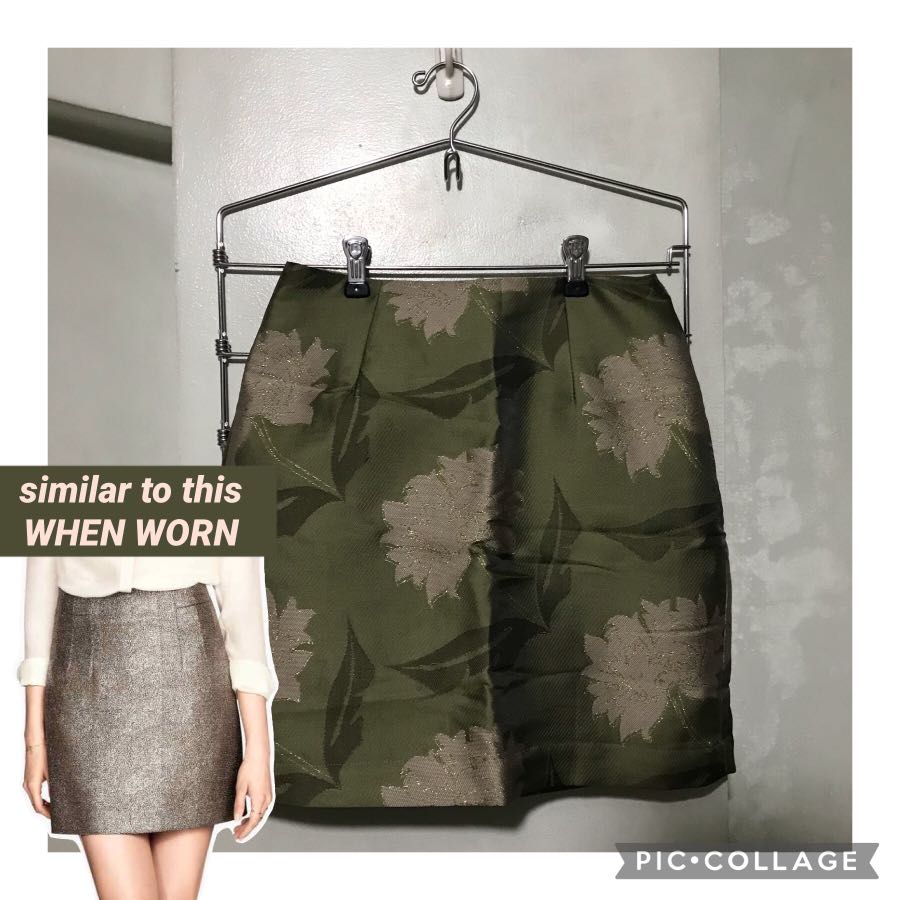 H M Floral Textured Mini Pencil Skirt Women s Fashion Bottoms Skirts on Carousell