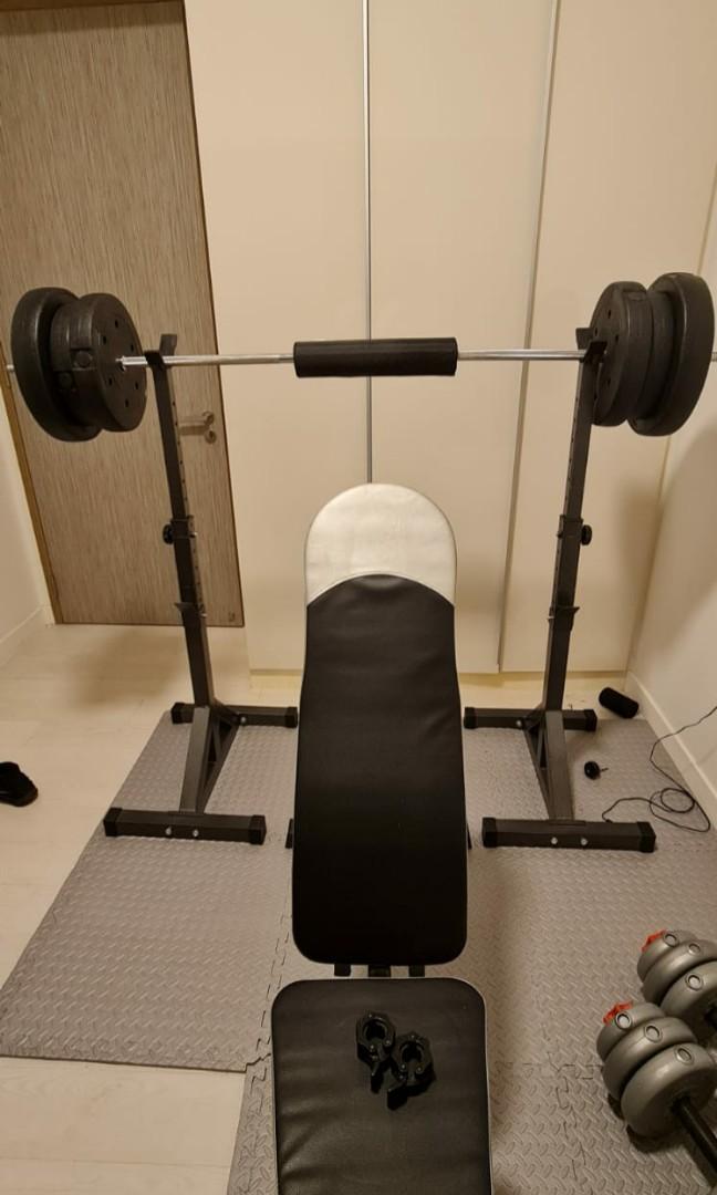 Home gym set barbell weight plate dumbell squat rack stand