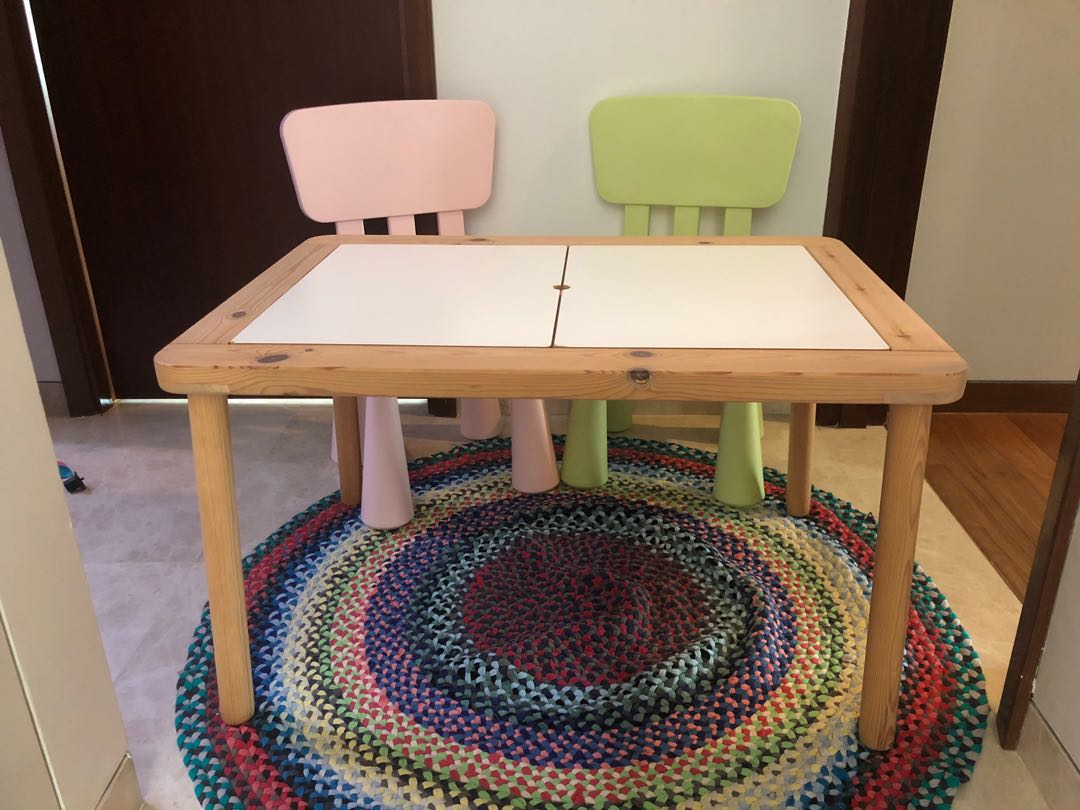 IKEA FLISAT children s table with two chairs Babies Kids Baby