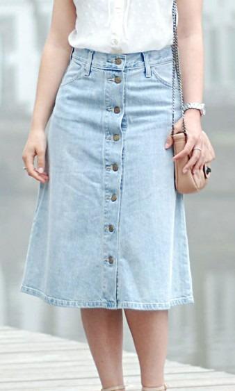 Levis original button A line denim midi skirt