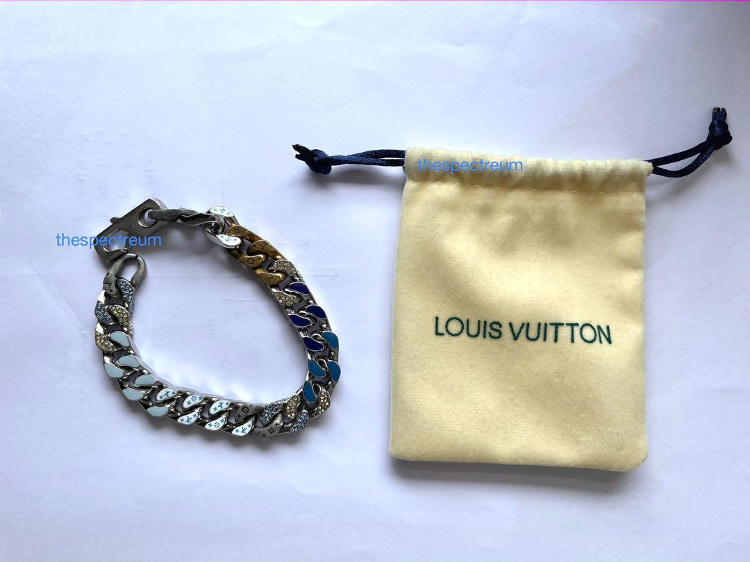 Louis Vuitton Chain Links Patches Necklace Engraved Monogram