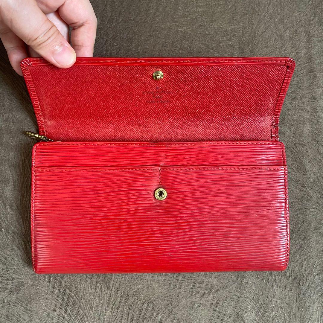 Red Louis Vuitton Epi Portefeuille Sarah Long Wallet – Designer