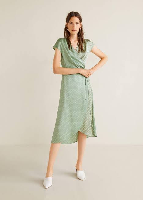 Mango green hot sale polka dot dress