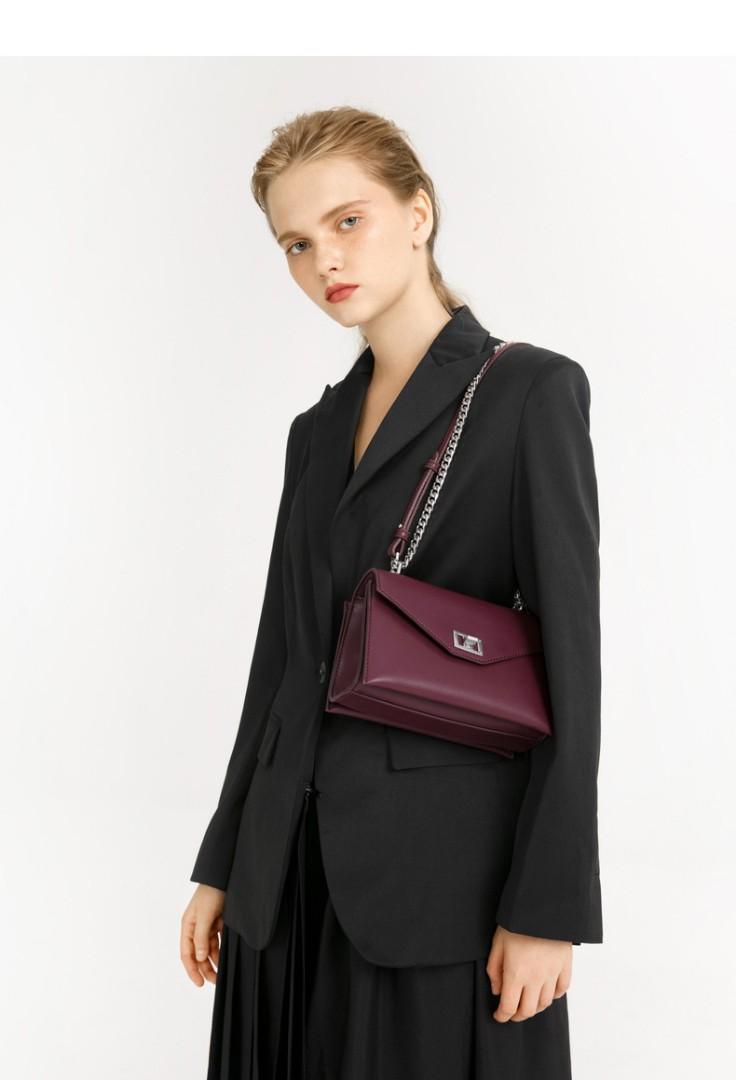 Charles and keith burgundy bag new arrivals