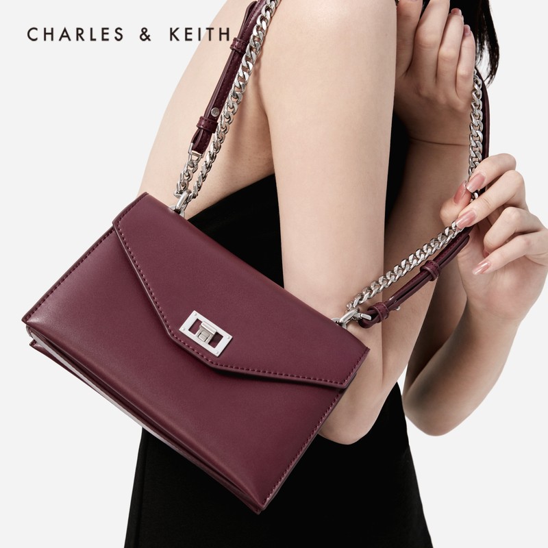 NEW 100 Original Charles Keith Envelope Bag in Burgundy