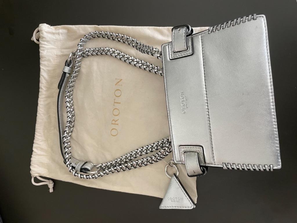 OROTON silver handbag with chain