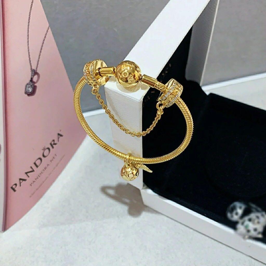 Pandora Silver Charm Bracelet With 14K Gold Clasp 590702HG-17 (Retired)