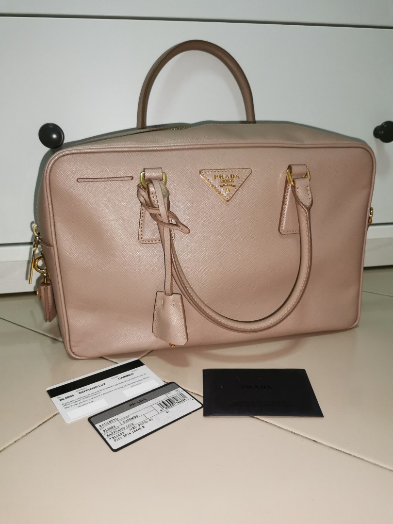 Prada Cammeo Saffiano Lux Leather Top Handle Bauletto Bag Prada