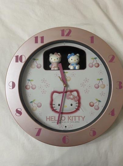 Hello Kitty Large Clock Pre-Loved Japan Original Hello Kitty Wall Clock, Furniture & Home ...