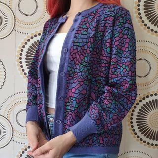 purple retro cardigan
