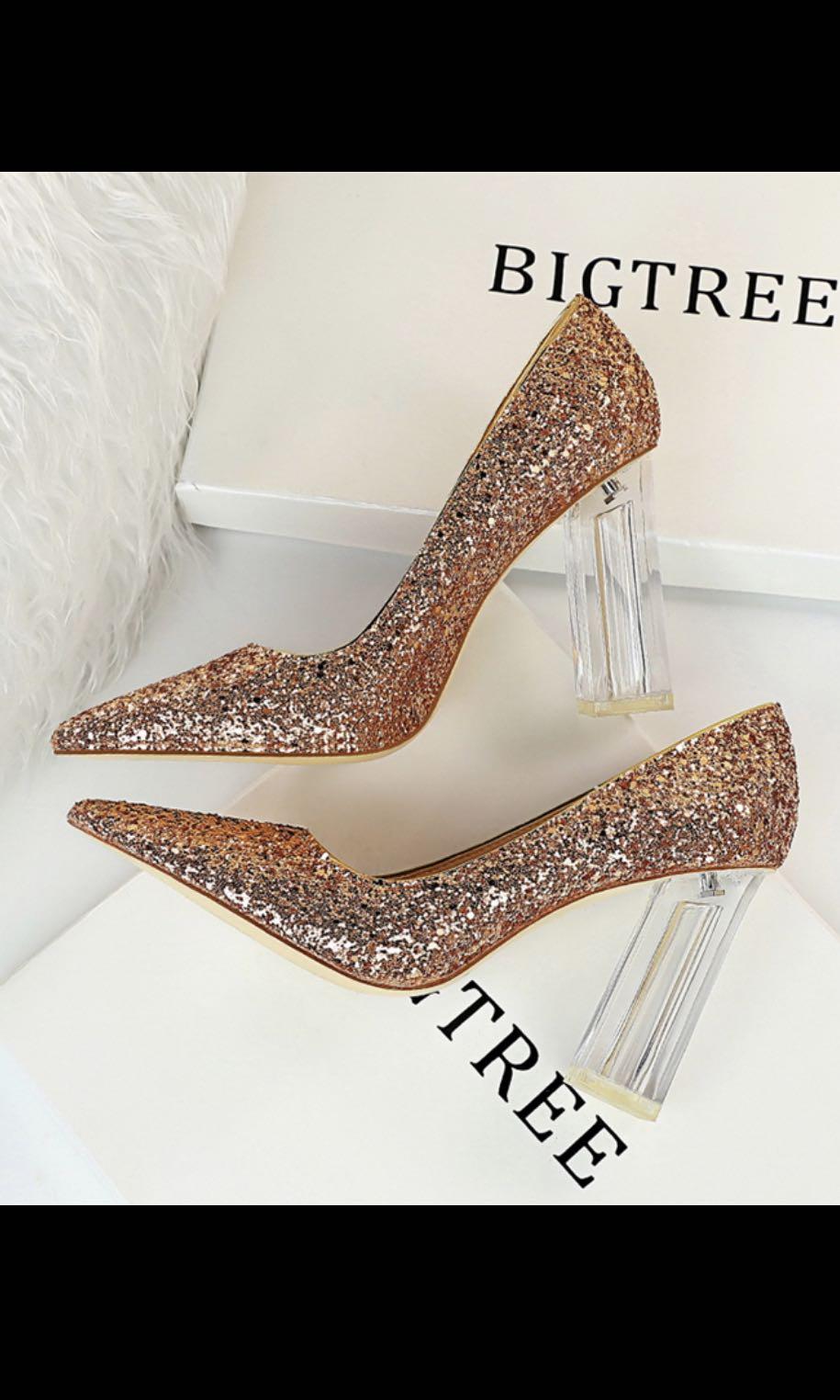Gold glitter on sale block heels