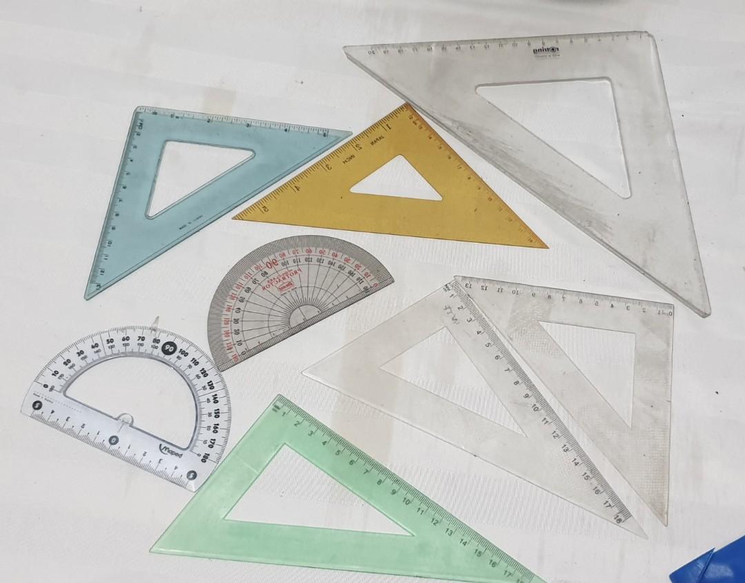 Rulers Triangles Protractors Set (Category: Stationery & School Supplies) located in Las Pinas. Submitted by babymeteor2018 (Listing ID 1091100710, Image 1). Description: take all 100.