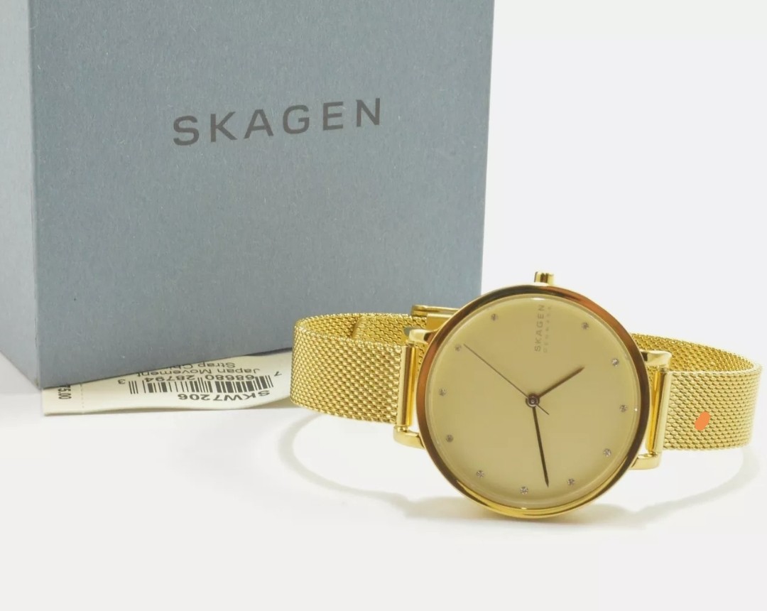 Skagen SKW7206 Hagen Three Hand Gold Tone Steel Mesh