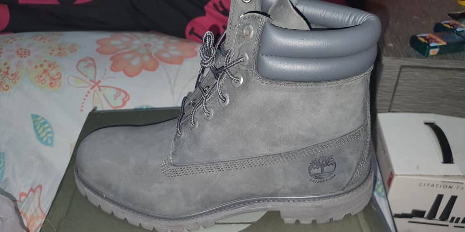 Dark gray timberland store boots