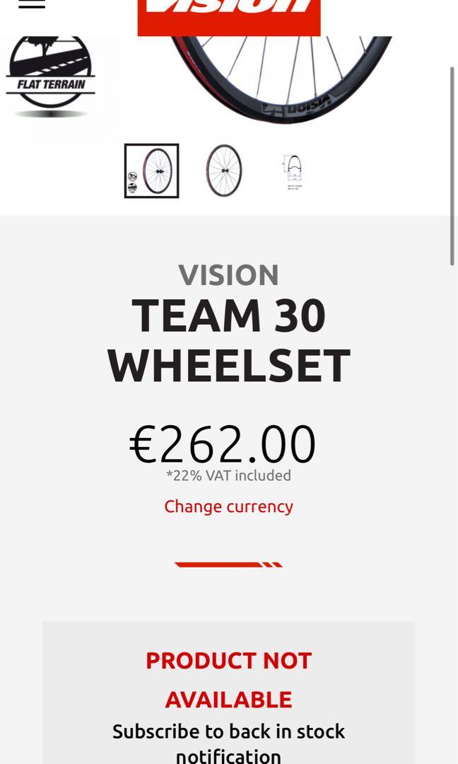 vision team 30 comp clincher road wheelset